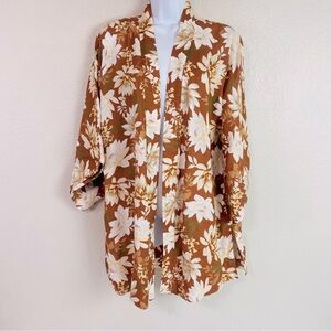 Shona Joy Tropical Floral 100% Linen Kimono Size S